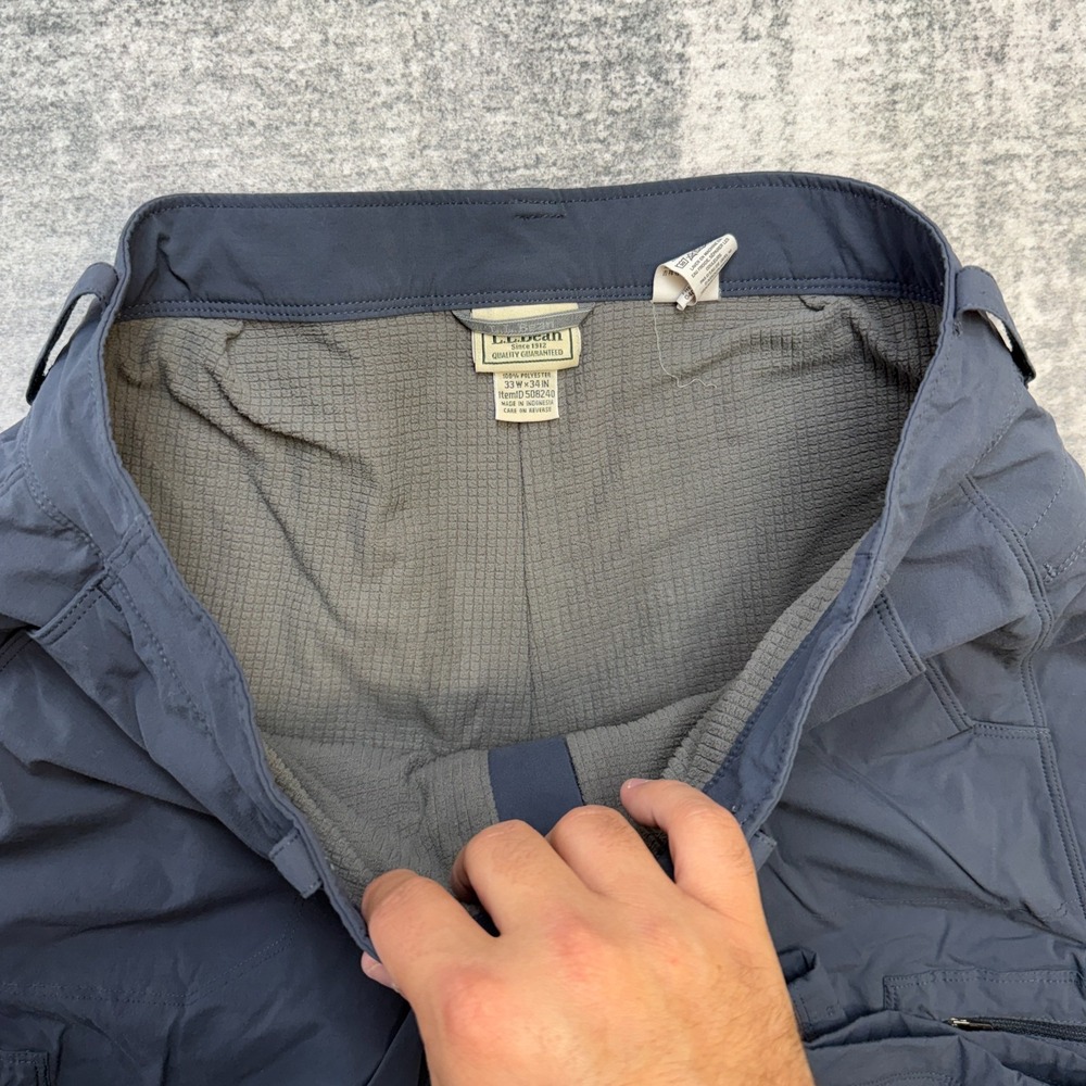 LL Bean Cresta Pants Fleece Lined Men 33x34 Blue Gray Cargo Hiking Outdoor Chore - Picture 3 of 10